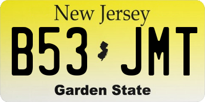 NJ license plate B53JMT