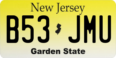 NJ license plate B53JMU