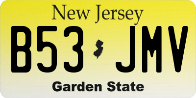 NJ license plate B53JMV