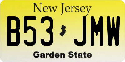 NJ license plate B53JMW