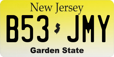 NJ license plate B53JMY