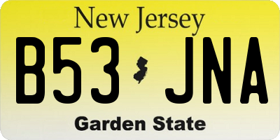 NJ license plate B53JNA