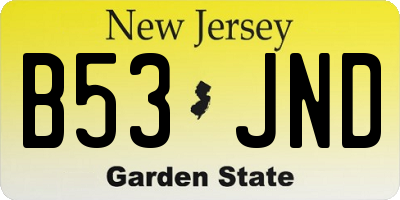 NJ license plate B53JND