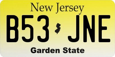 NJ license plate B53JNE