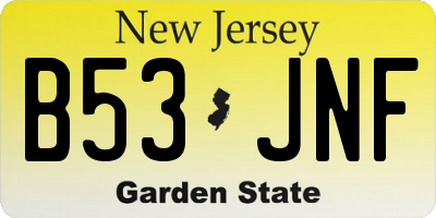 NJ license plate B53JNF