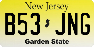 NJ license plate B53JNG