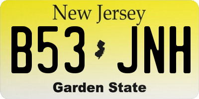 NJ license plate B53JNH