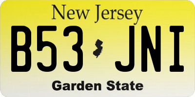 NJ license plate B53JNI