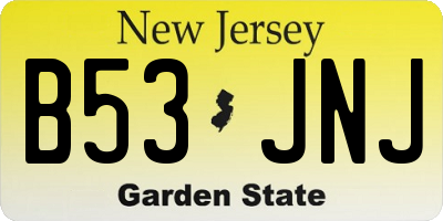 NJ license plate B53JNJ