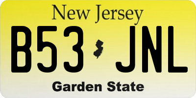 NJ license plate B53JNL