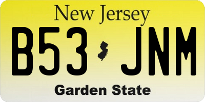 NJ license plate B53JNM