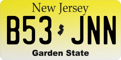 NJ license plate B53JNN