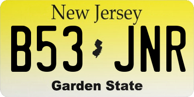 NJ license plate B53JNR
