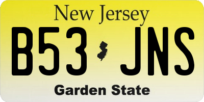 NJ license plate B53JNS