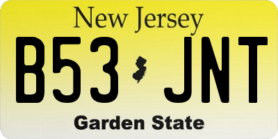 NJ license plate B53JNT