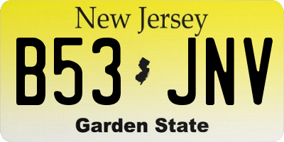 NJ license plate B53JNV