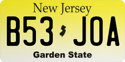 NJ license plate B53JOA
