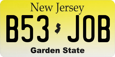 NJ license plate B53JOB