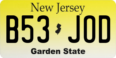 NJ license plate B53JOD
