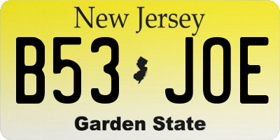 NJ license plate B53JOE