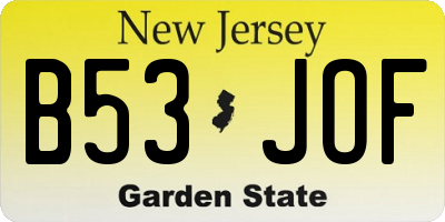 NJ license plate B53JOF