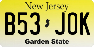 NJ license plate B53JOK