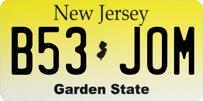 NJ license plate B53JOM