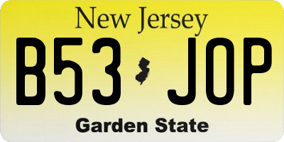 NJ license plate B53JOP