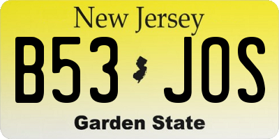 NJ license plate B53JOS