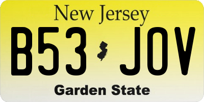 NJ license plate B53JOV