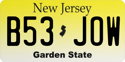NJ license plate B53JOW