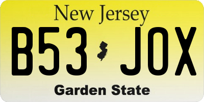 NJ license plate B53JOX