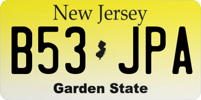 NJ license plate B53JPA