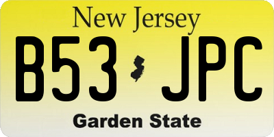 NJ license plate B53JPC