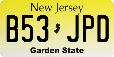 NJ license plate B53JPD