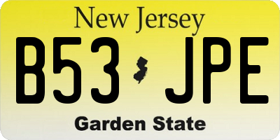 NJ license plate B53JPE