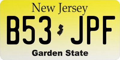 NJ license plate B53JPF