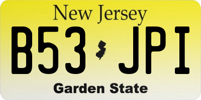 NJ license plate B53JPI