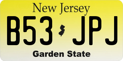 NJ license plate B53JPJ