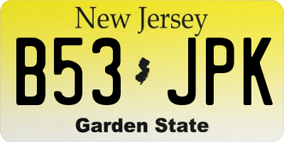 NJ license plate B53JPK