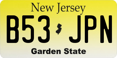 NJ license plate B53JPN