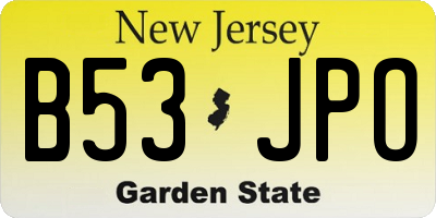 NJ license plate B53JPO