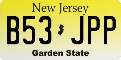 NJ license plate B53JPP