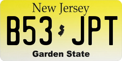 NJ license plate B53JPT
