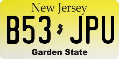 NJ license plate B53JPU