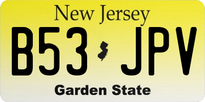 NJ license plate B53JPV