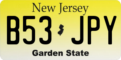 NJ license plate B53JPY