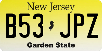 NJ license plate B53JPZ