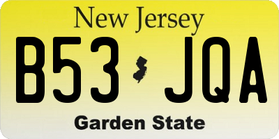NJ license plate B53JQA