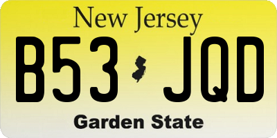 NJ license plate B53JQD